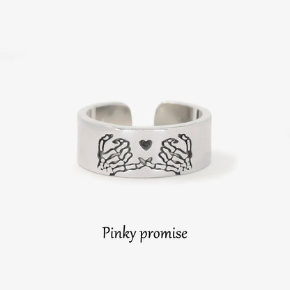 FOR FRIEND - RIDE OR DIE SKELETON PINKY PROMISE RING
