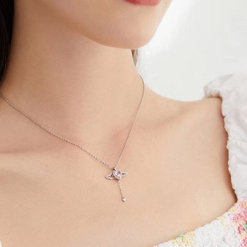 🌸2024 Spring Hot Sale✨PINK ANGEL WINGS NECKLACE