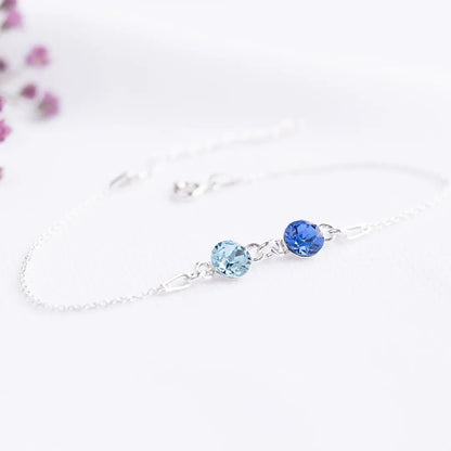 For Friend-Not Sisters By Blood But Sisters By Heart Custom Birthstones Bracelet