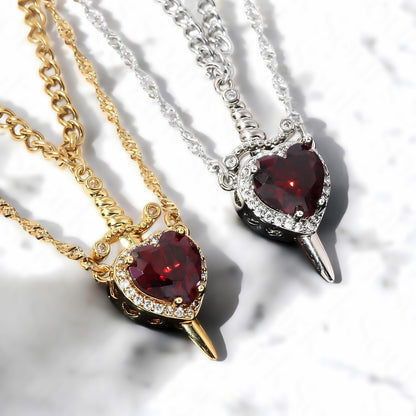 Heart and Sword Pendant Necklace - Couple Necklaces