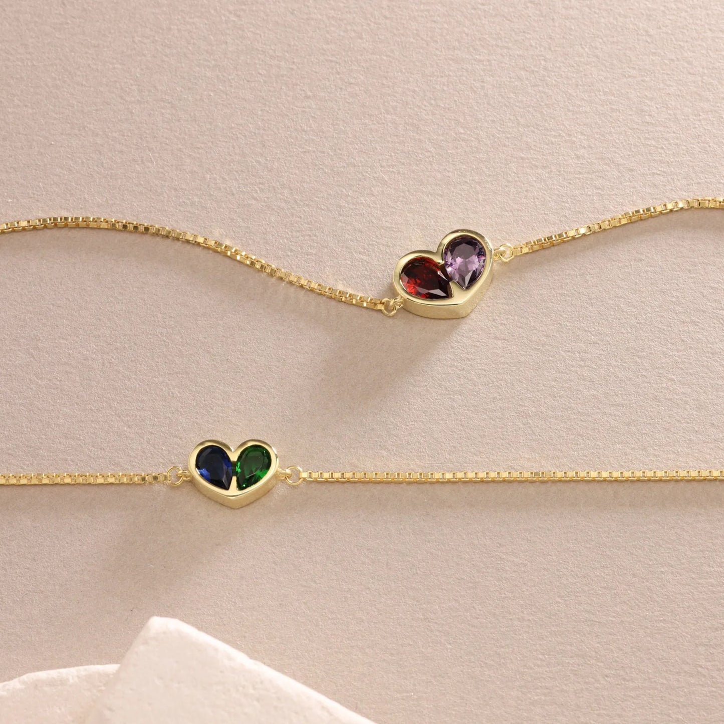 💝VALENTINE'S DAY PRE-SALE🎁FOREVER LINKED TOGETHER CUSTOM HEART BIRTHSTONES BRACELET