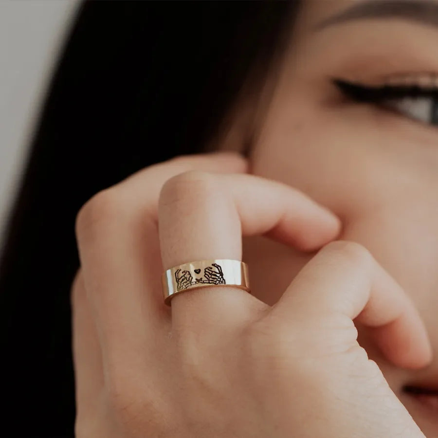 FOR FRIEND - RIDE OR DIE SKELETON PINKY PROMISE RING