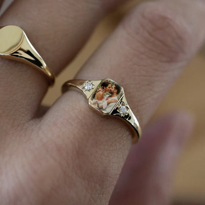 For Love-Photo Birthstone Custom Ring