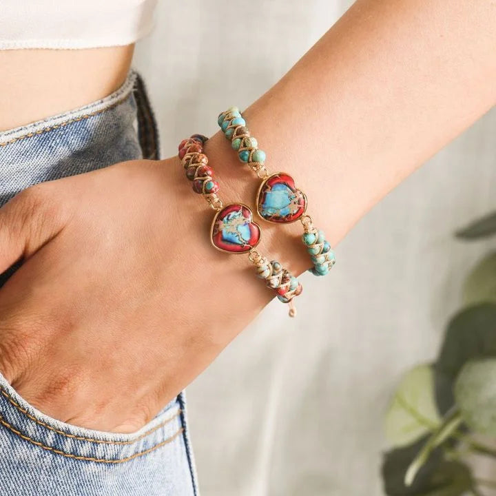 💝Jasper Heart Bracelet（To My Granddaughter Love You Forever ）