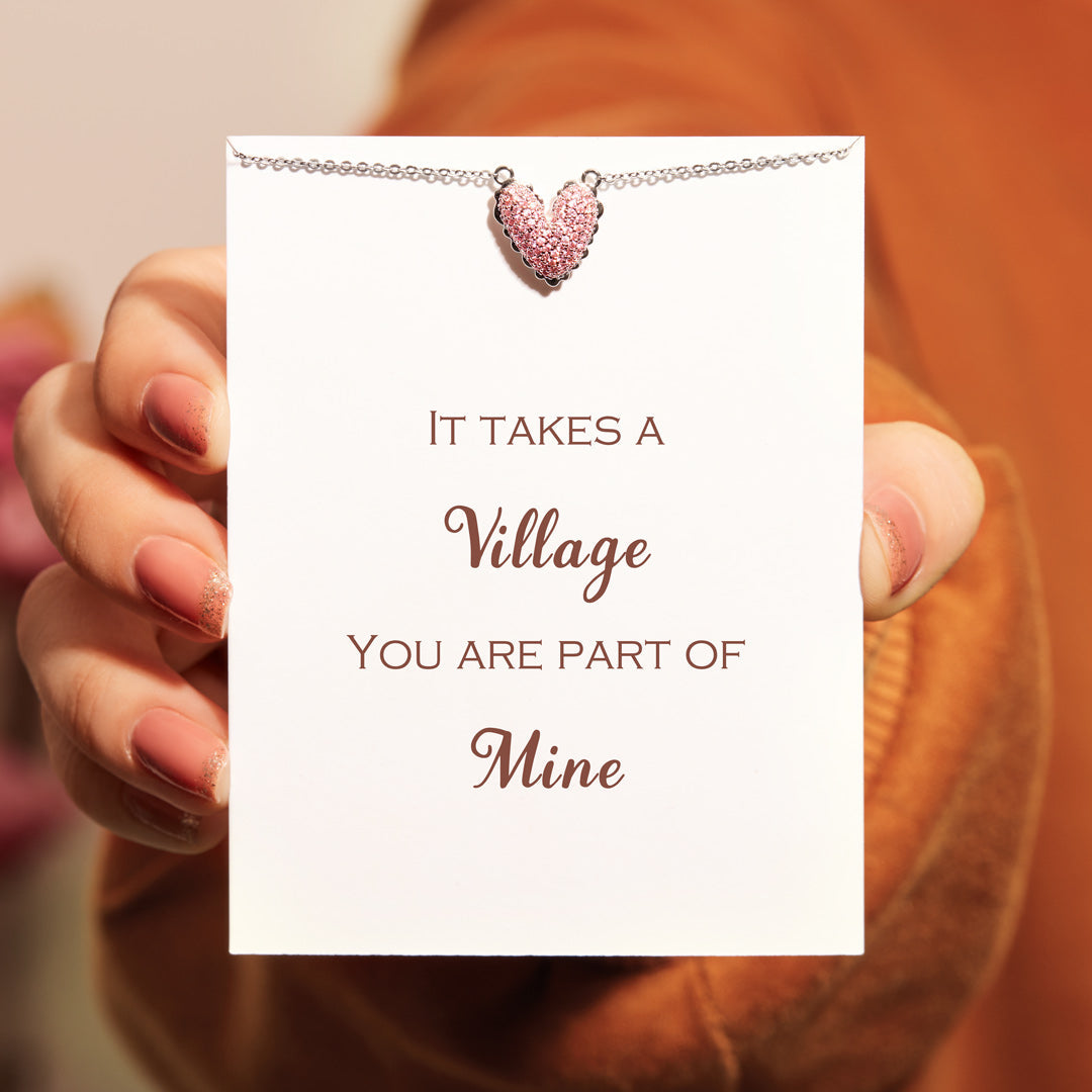 It Takes A Village Packed Pavé Heart Necklace