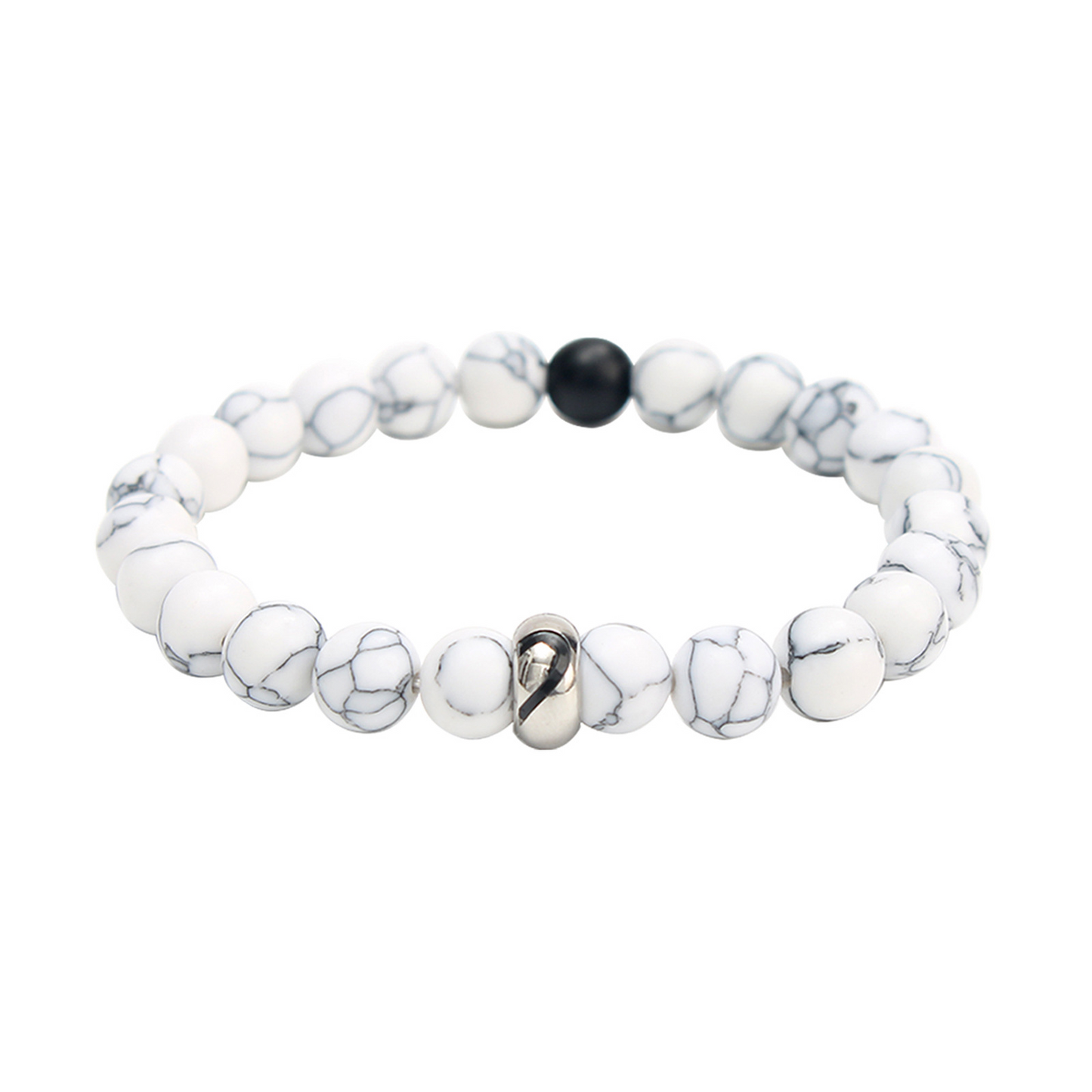 For Love - I Love You Black & White Matching Beaded Bracelet