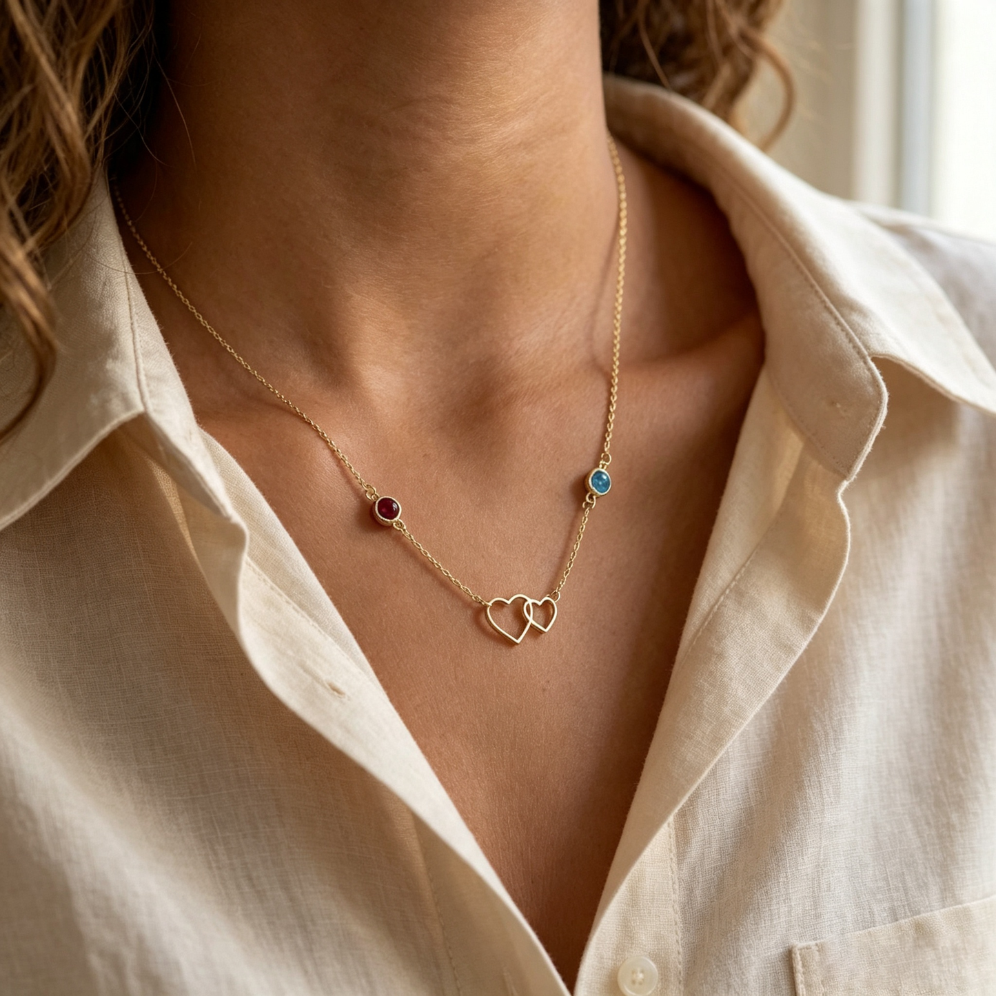 For My Daughter- Always With You Custom Double Birthstones Necklace
