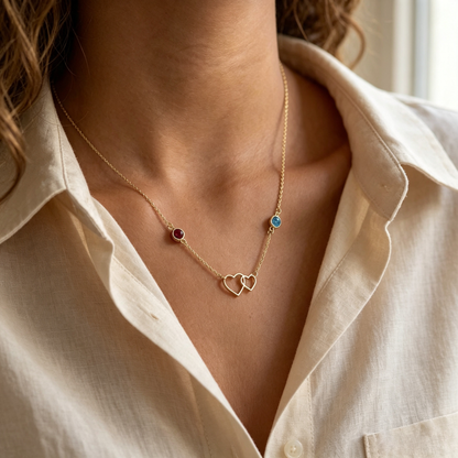 For My Daughter- Always With You Custom Double Birthstones Necklace