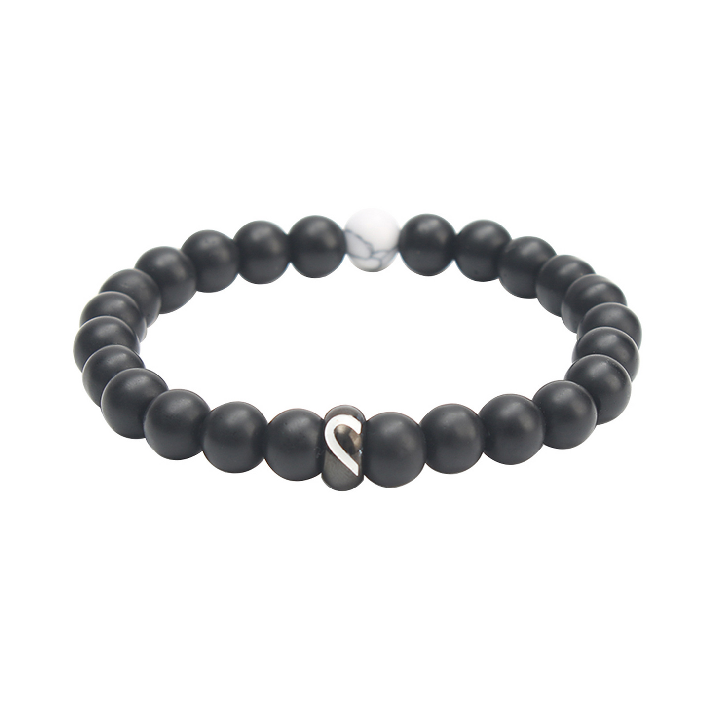 For Love - I Love You Black & White Matching Beaded Bracelet