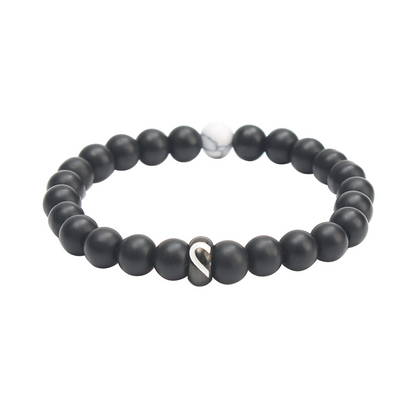 For Love - I Love You Black & White Matching Beaded Bracelet