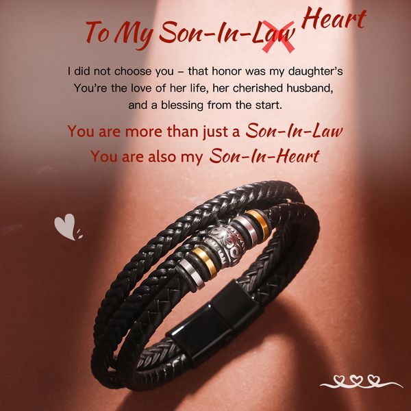 For Son-in-Law - You Are Also My Son-in-Heart Leather Bracelet