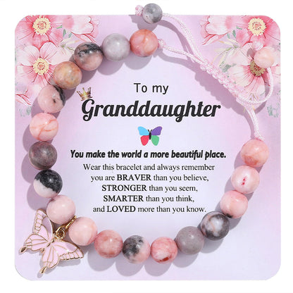 For Granddaughter- Butterfly Beaded Bracelet