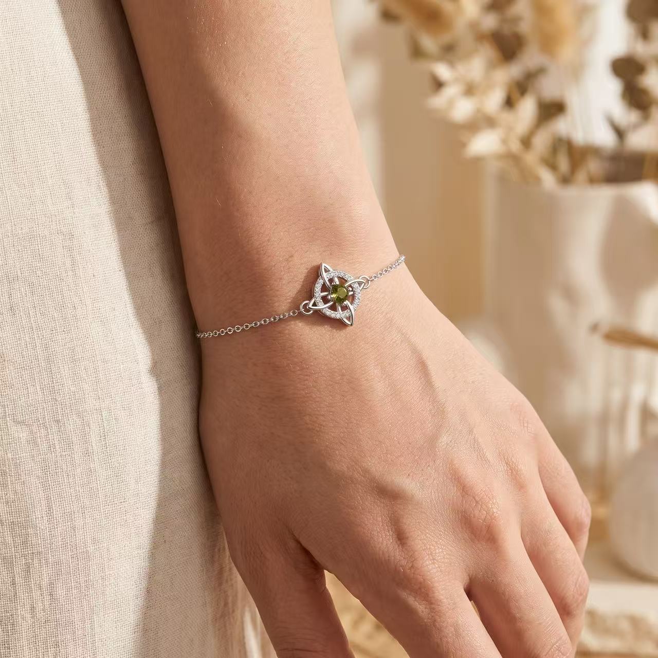 Personalized Celtic Knot Birthstone Bracelet