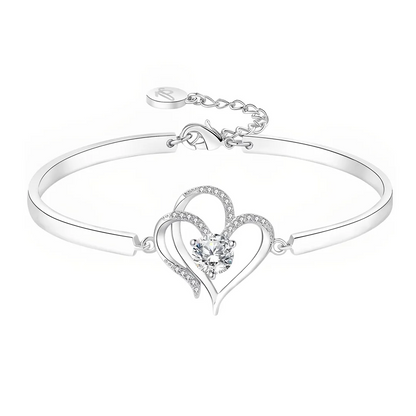 For Unbiological Daughter -I Always With You Double Heart Diamond Bracelet