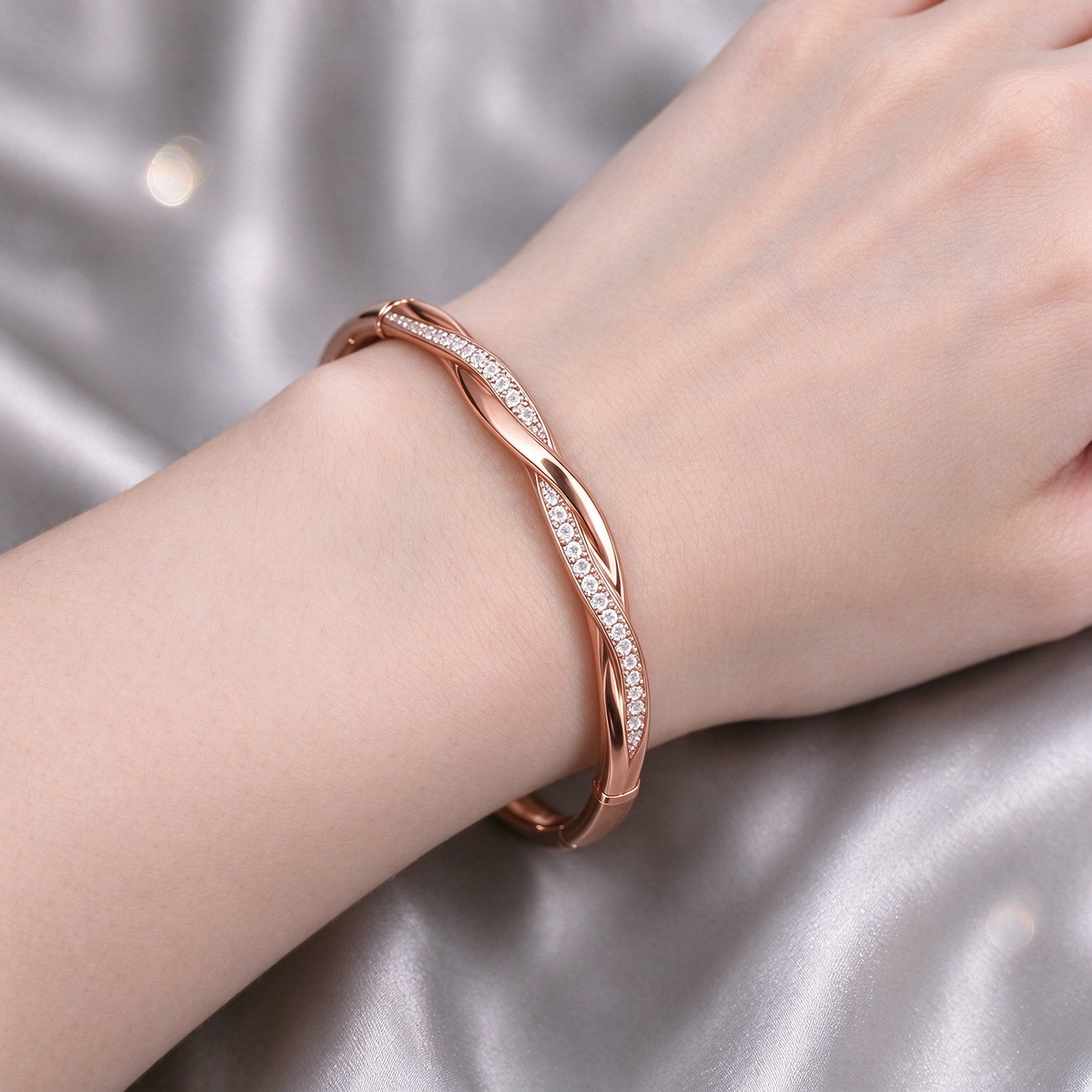 For Love- We Are Always Belong Together Twisted Diamond Bracelet
