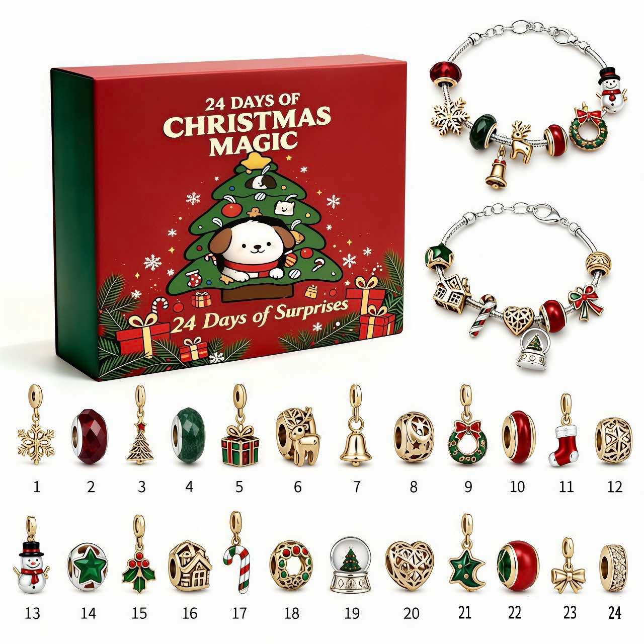 24 DAYS OF CHRISTMAS ADVENT CALENDAR BRACELETS SET🎄