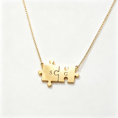 For Love- You Complete Me Custom Initial Puzzle Necklace