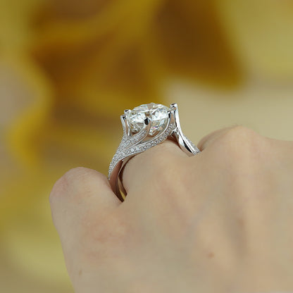 3-Carat Super Sparkling Round Moissanite Ring