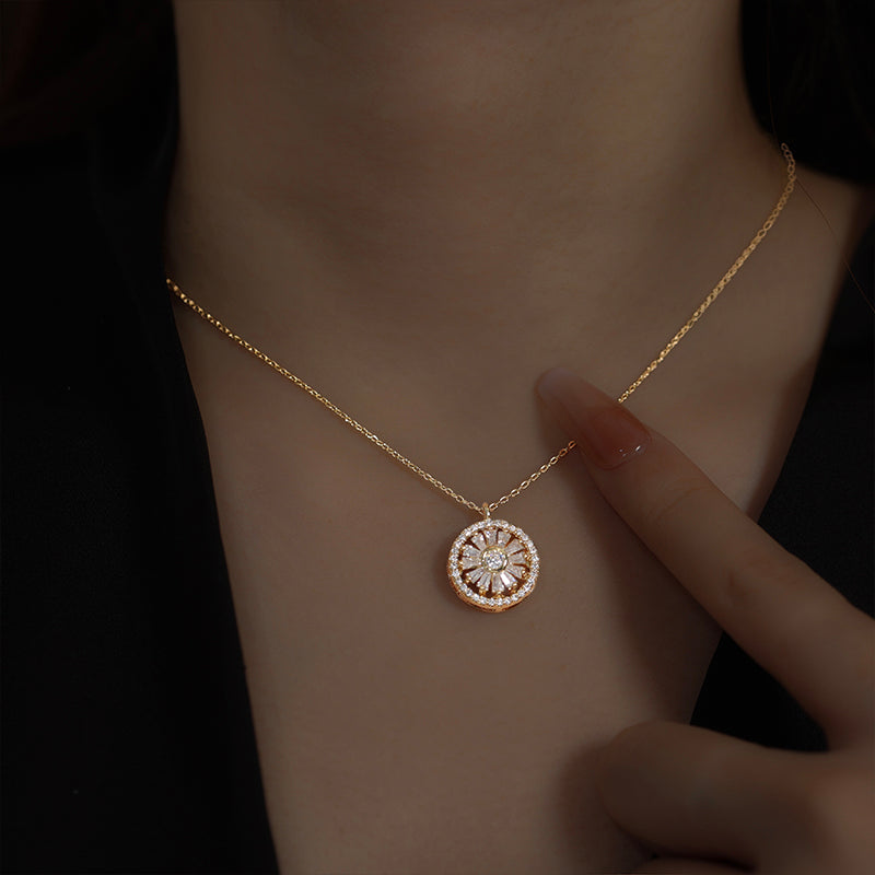 Luxury Crystal Sunflower Fidget Necklace