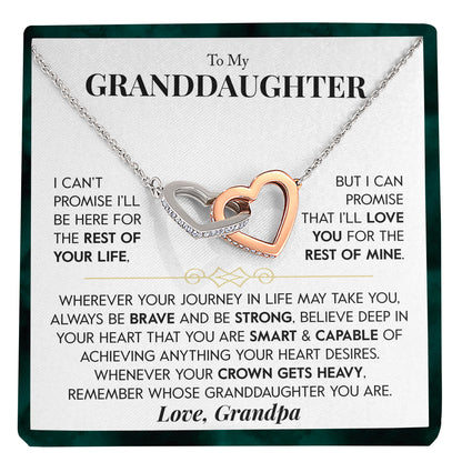 To My Granddaughter | "Rest of my Life" | Interlocking Hearts Necklace