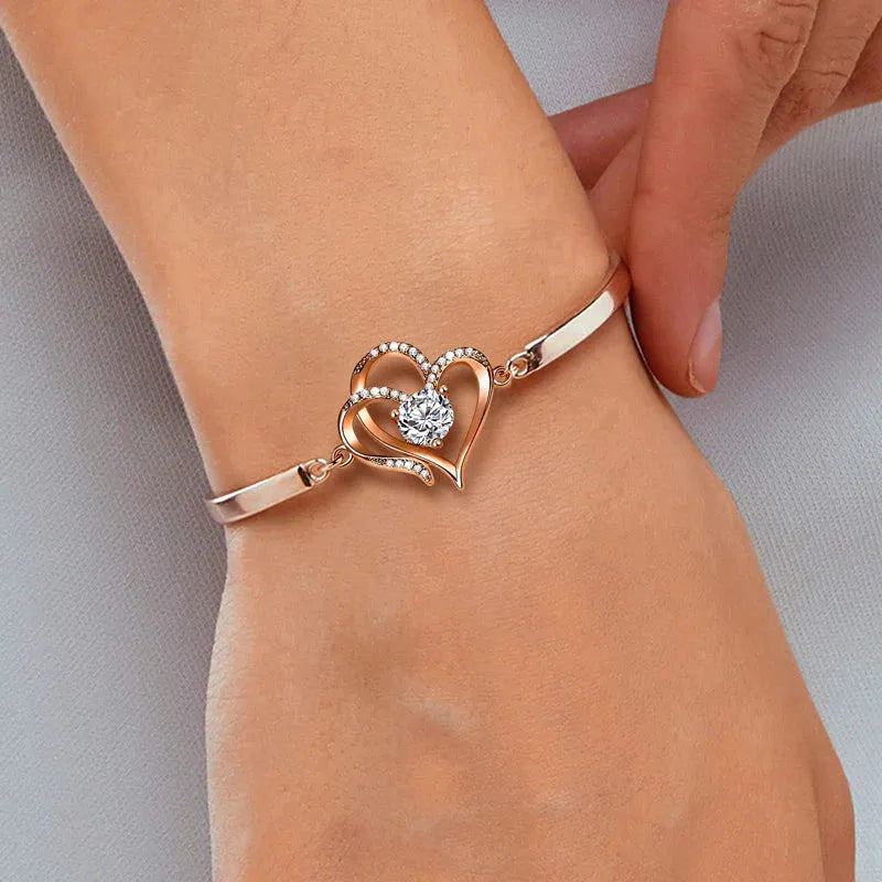 For Love - To My Smokin' Hot Woman Double Heart Bracelet