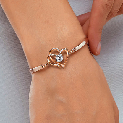 TO MY UNBIOLOGICAL DAUGHTER- I ALWAYS WITH YOU DOUBLE HEART BRACELET