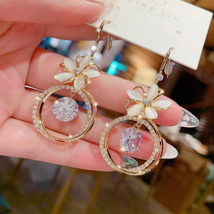 🌸Crystal Zircon Flower Pendant Earrings