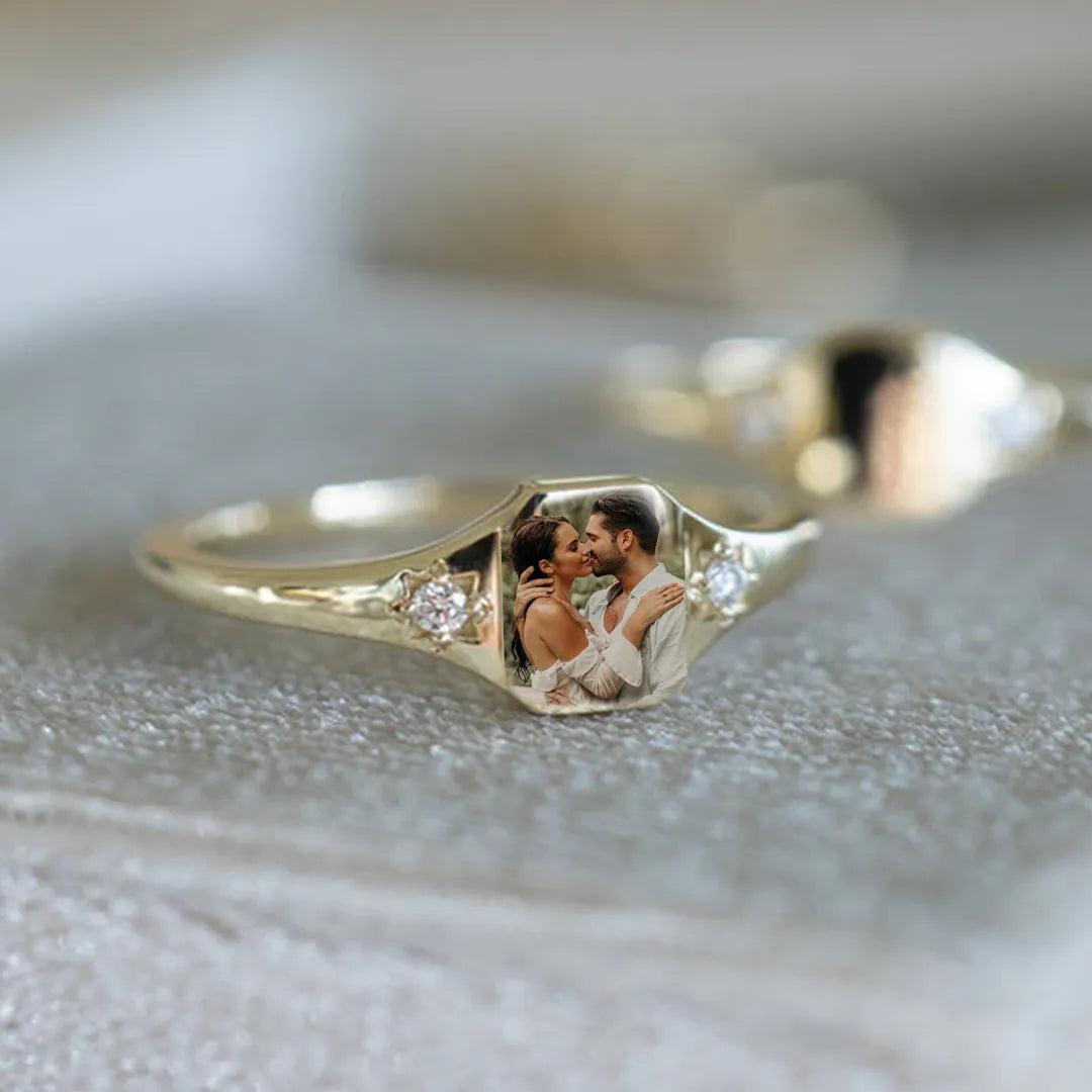 For Love-Photo Birthstone Custom Ring