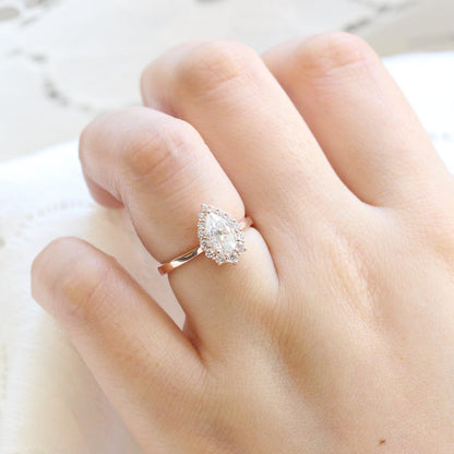 Tiara Halo Pear Ring Two Piece Set
