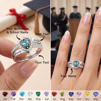 Personalized Engraved Birthstone Graduation Ring - Gifts for Graduates