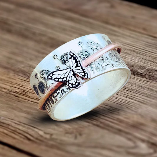 Butterflies Silver Spinner Ring💝