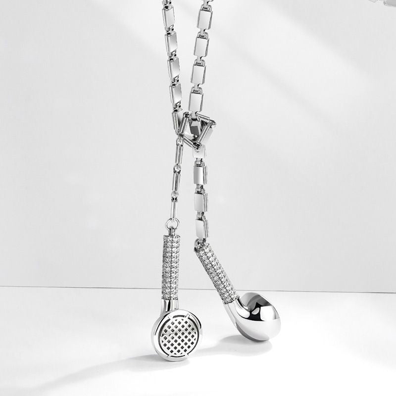 Shiny Zircon Slightly Inlaid Earphone Necklace