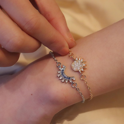 For Bonus Daughter - Hearts Are Linked Moon And Star Bracelet