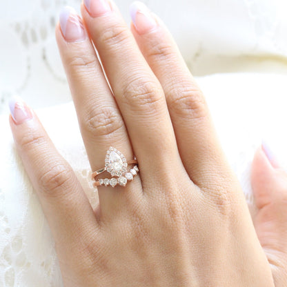Tiara Halo Pear Ring Two Piece Set