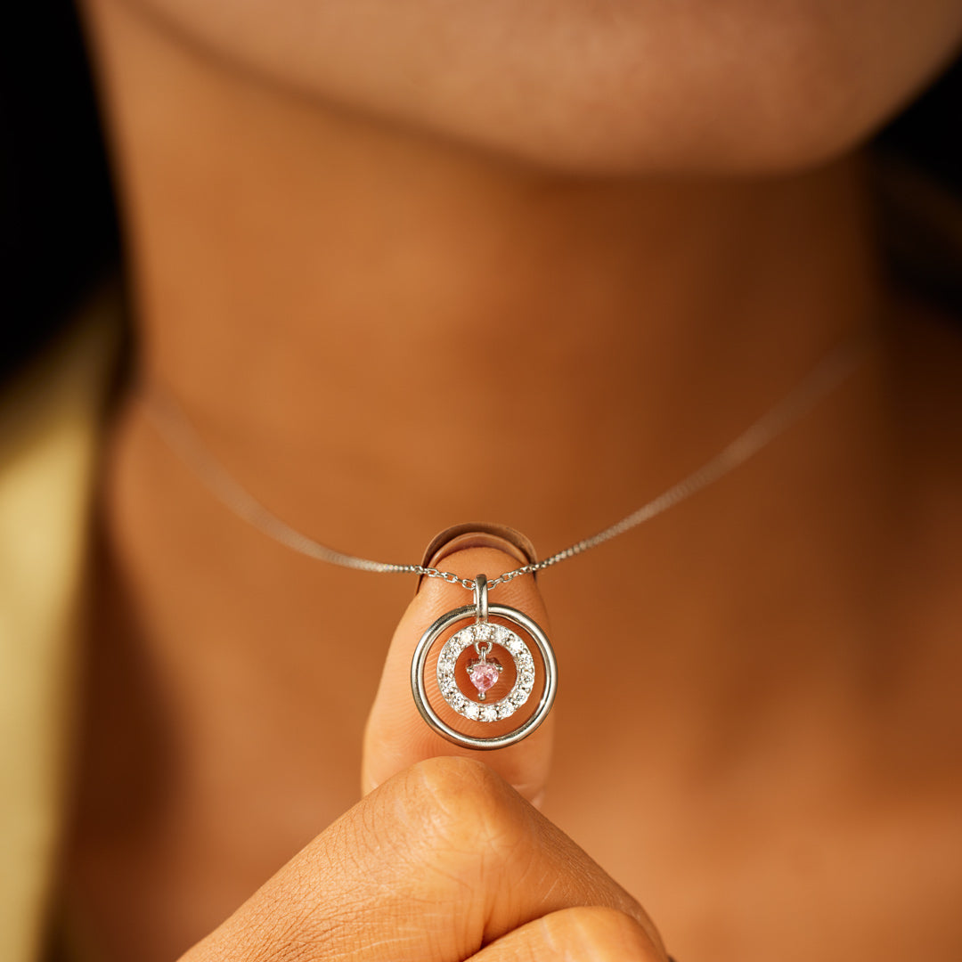 Mother Daughter Encircled Heart Necklace