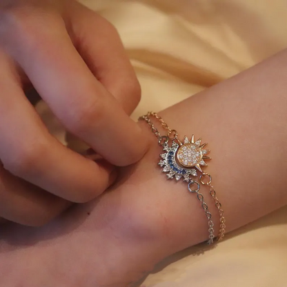 For Bonus Daughter - Hearts Are Linked Moon And Star Bracelet