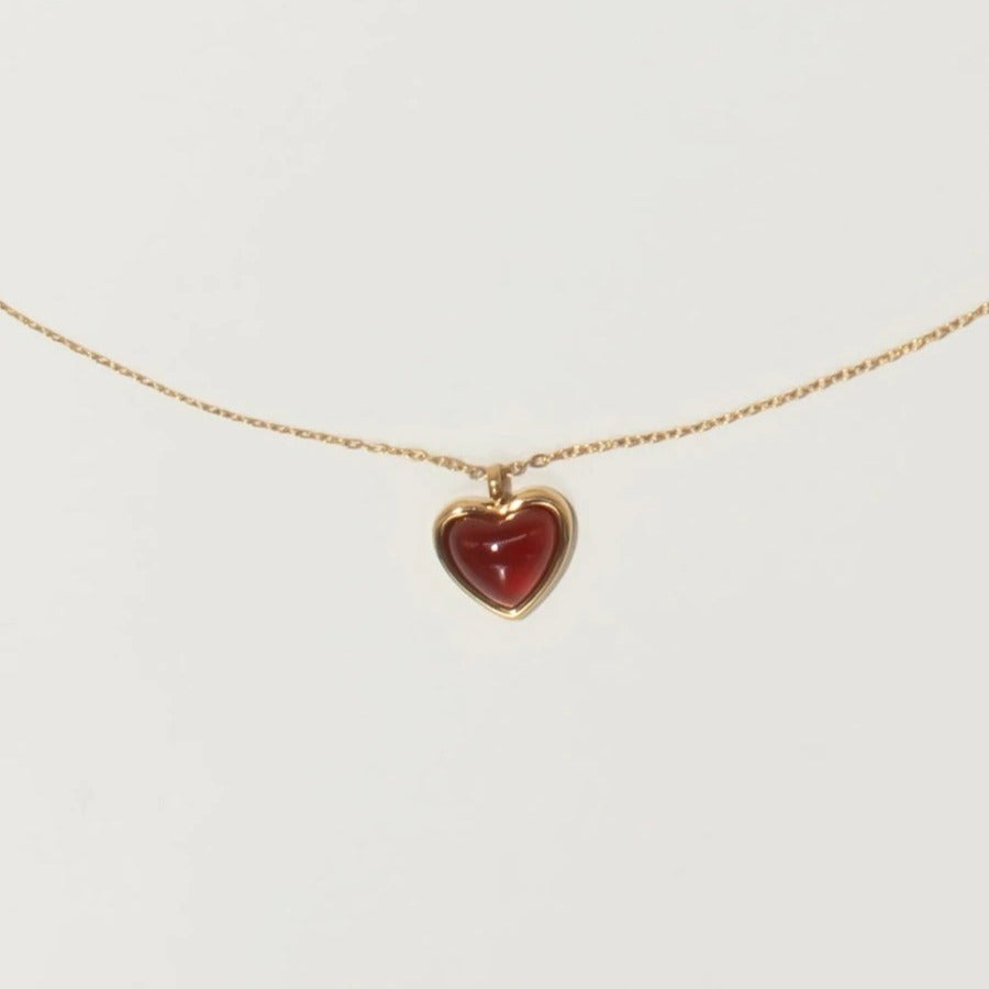 Carnelian Stone Heart Necklace