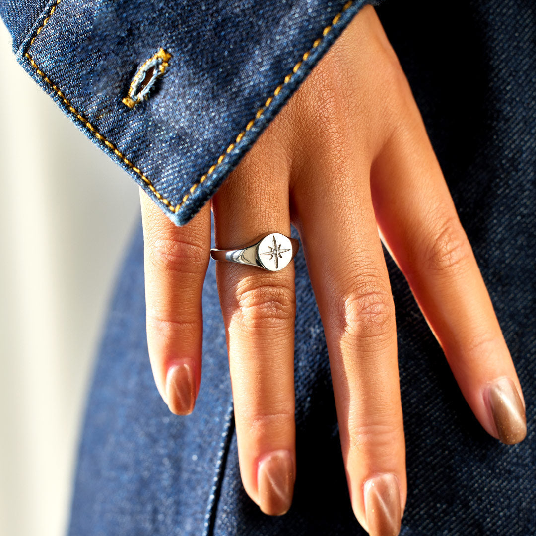 For Wife North Star Signet Ring