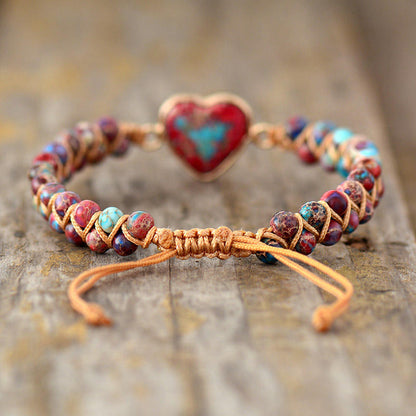 Handmade Natural Stone Heart Bracelet