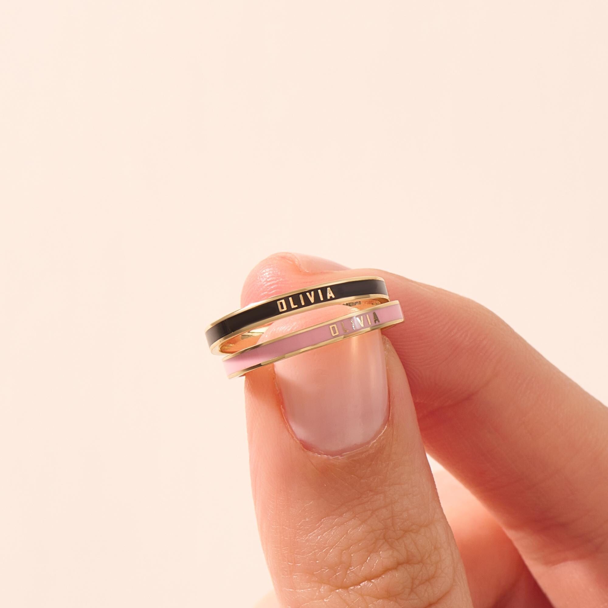 For Love- Exclusive Color Enamel Name Customized Ring – belovejewel.co.uk