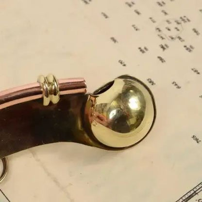 1920s English Brass and Copper Boatswain Whistle Antique Marine Tool