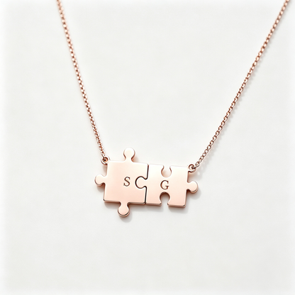 For Love- You Complete Me Custom Initial Puzzle Necklace