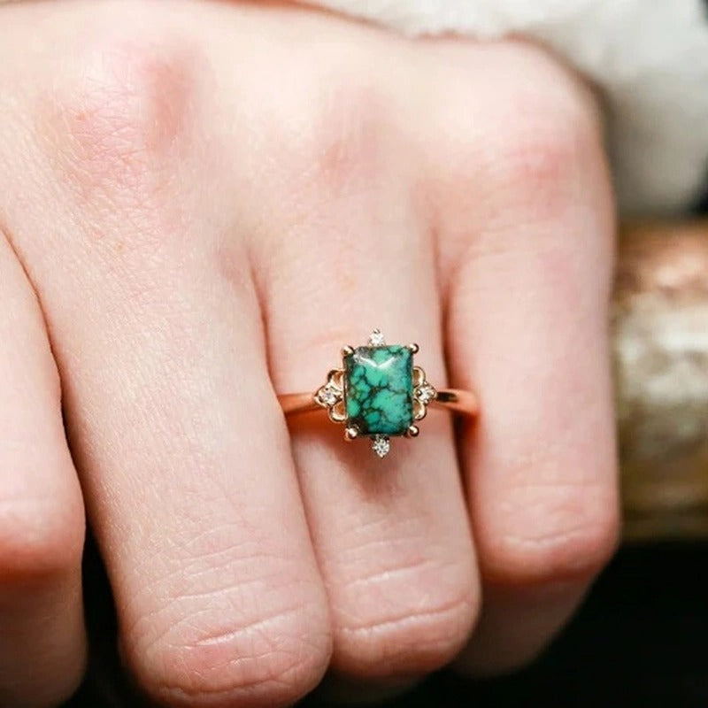 Natural Turquoise Faux Diamond Ring