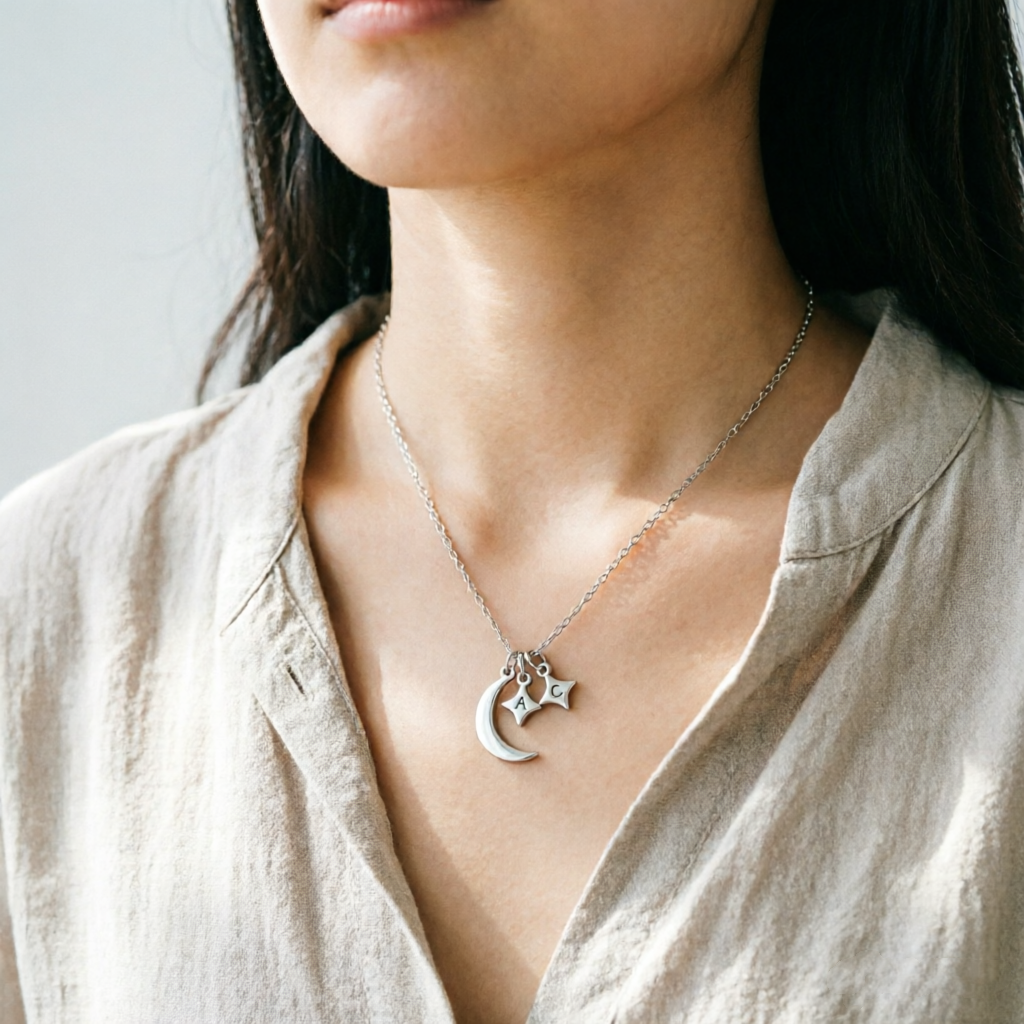 For Love- Custom Moon and Star Necklace