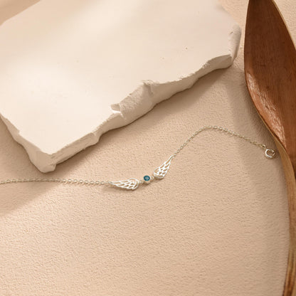 For Memorial- I'm a Wife to a Husband Custom Birthstone Wing Bracelet