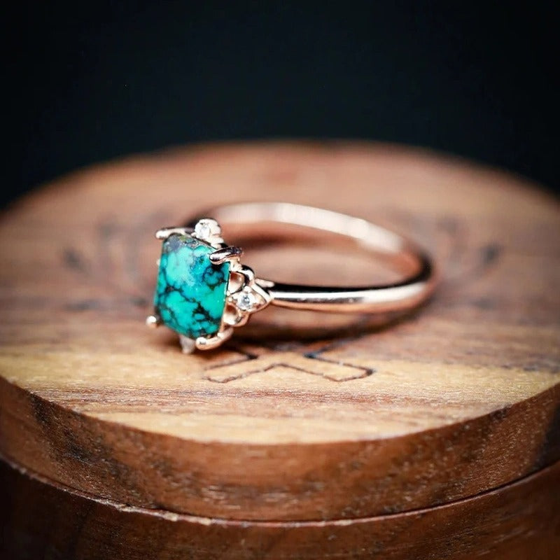 Natural Turquoise Faux Diamond Ring