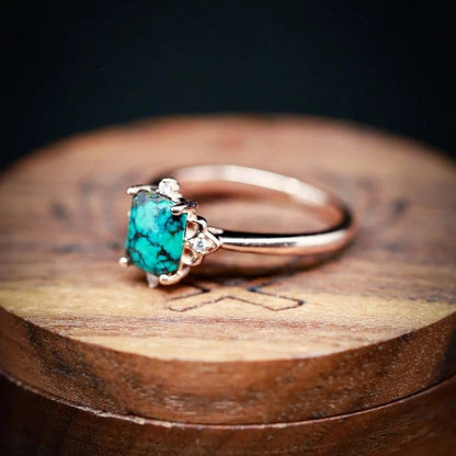 Natural Turquoise Faux Diamond Ring