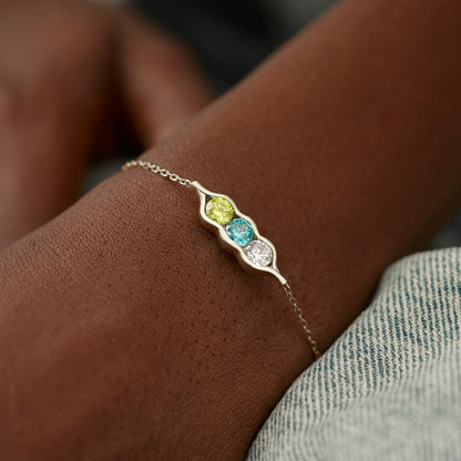 For Friend- We're Peas in a Pod 2-6 Birthstone Bracelet
