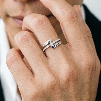 For Love- Personalized Double Name Ring