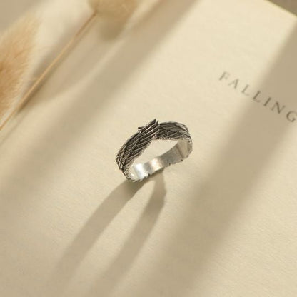 Adjustable guardian angel wings ring